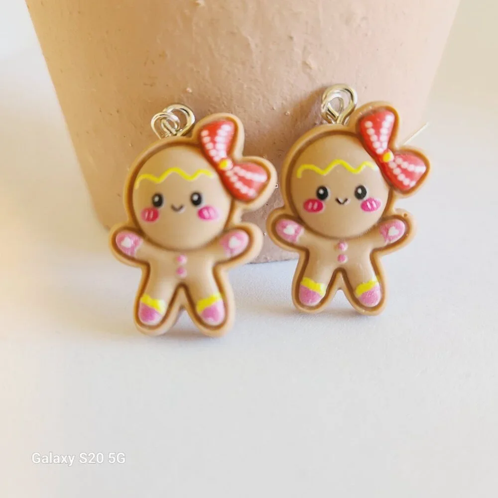 Christmas Gingerbread Girl Dangle Drop Earrings NEW Women's Holiday Gift Festive